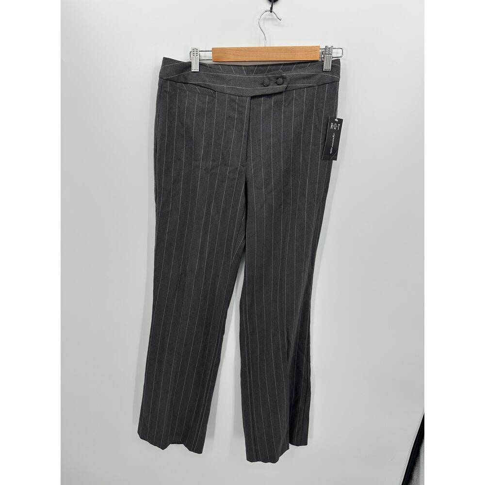 RQT Y2K Gray Pinstriped Dress Pants Size 8 NWT Office Career High Waisted Flare